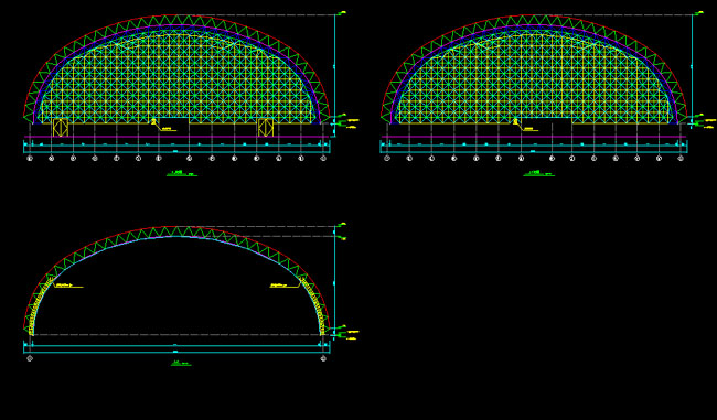 龙口跨度110米，拱高35_7米煤棚网架